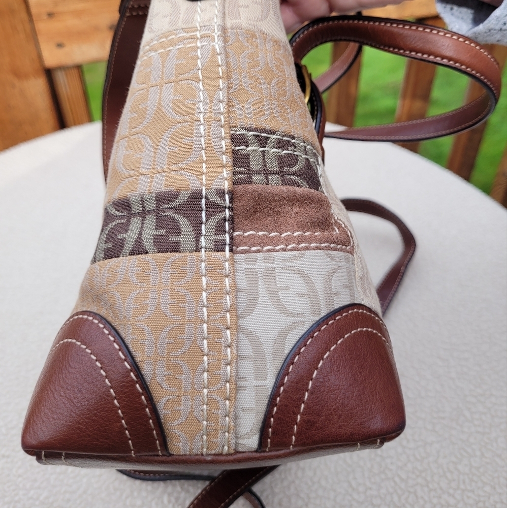 Fossil Signature Fabric Suede Patchwork Double Ha… - image 3